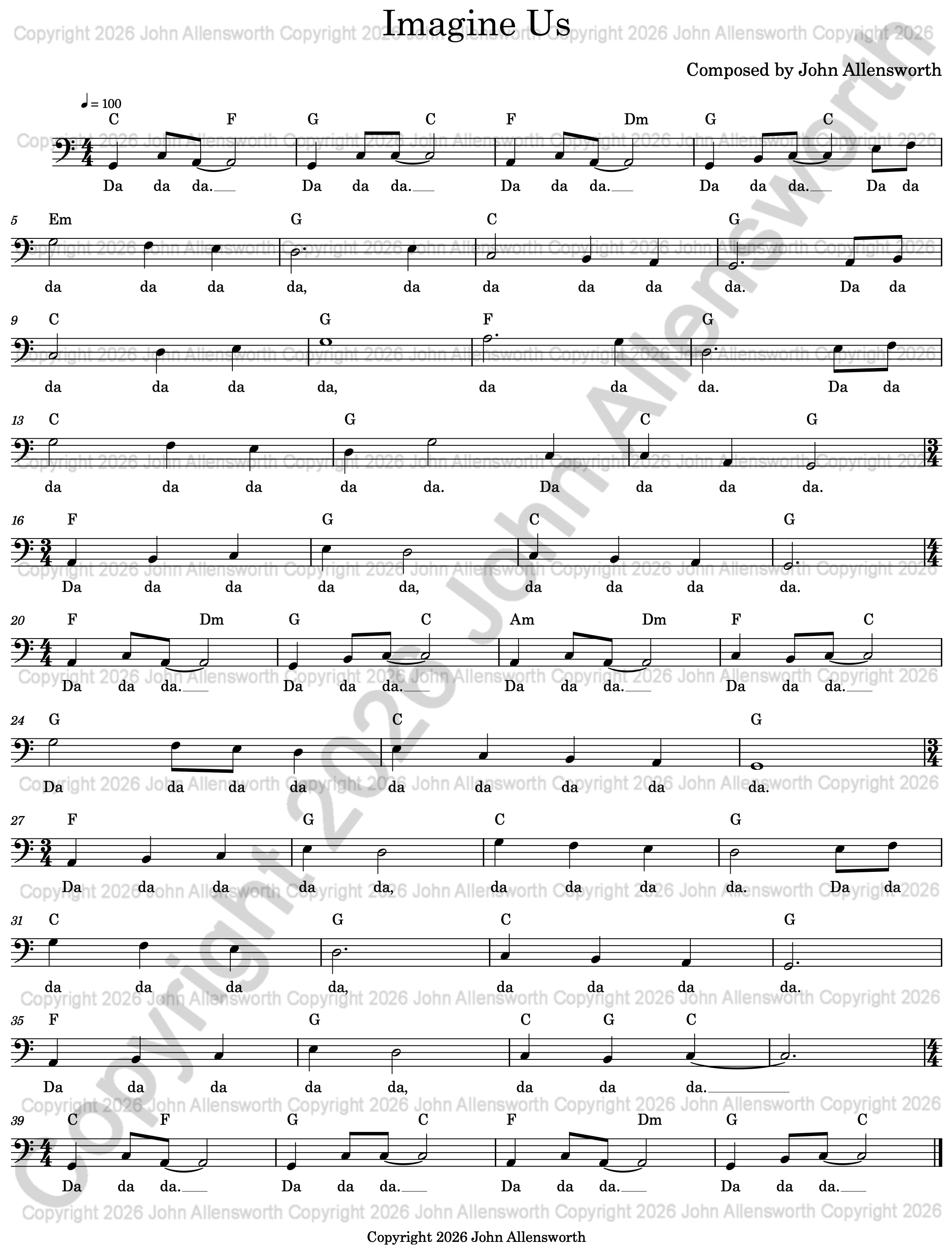 Imagine Us, composed by John Allensworth, copyright 2026